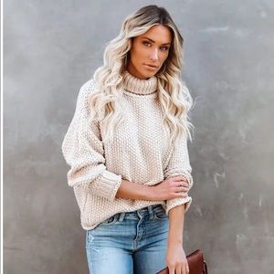 Vici- Quay Turtleneck Knit Sweater Beige